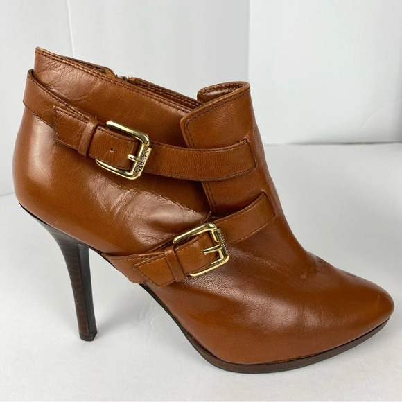 Lauren Ralph Lauren Shoes - Lauren Ralph Lauren Brown Leather Lorelei Ankle Booties Size 6